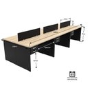 Ver imagem 2 de Estação de Trabalho 6 Lugares Mesa Escritório 140x60cm com Gaveteiro 2 Gavetas Flex - Dubai/Preto