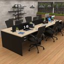 Ver imagem 3 de Estação de Trabalho 6 Lugares Mesa Escritório 140x60cm com Gaveteiro 2 Gavetas Flex - Dubai/Preto