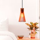 Ver imagem 2 de Luminária Lustre Pendente Madeira Vazado Aletado Soq E27 13x25cm Cor:marfim