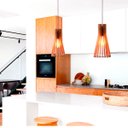 Ver imagem 3 de Luminária Lustre Pendente Madeira Vazado Aletado Soq E27 13x25cm Cor:marfim