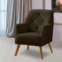 Ver imagem 1 de Poltrona Decorativa Bordada Magali Veludo Marrom Lansofbr