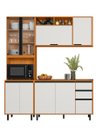 Ver imagem 2 de Armário de Cozinha Ravena Modulada C/ Paneleiro Duplo Vidro com Led - Freijó Uv/off Acetindo Poliman