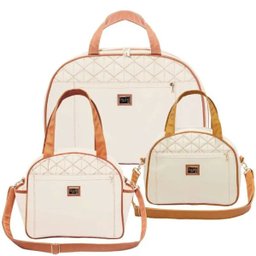 Kit 03 Bolsas Mala Maternidade Bombom Bege - Hug Baby - 1