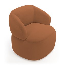 Poltrona Orgânica Giratória Living Glee Bouclê Terracota - Desk Design - 5