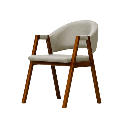 Cadeira de Jantar Estofada Essencial Base Madeira Maciça Veludo:bege