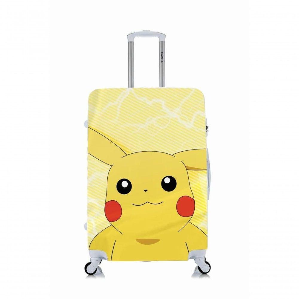 Capa Protetora para Mala Viagem Personalizada Media Pikachu Fundo Amarelo - 1