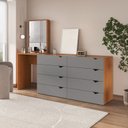 Ver imagem 1 de Cômoda para Quarto 8 Gavetas com Espelho Porto Cinza/Freijó