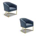 Ver imagem 2 de Cadeira Sala de Jantar Base Industrial Dourado Kit 2 Stella Suede D03 - D’Rossi