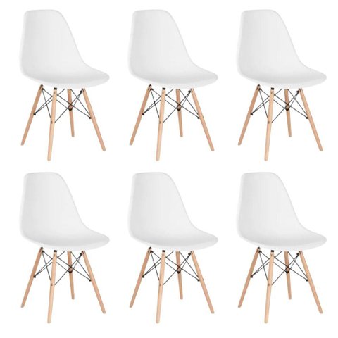 Conjunto 6 Cadeiras Eames Eiffel Dkr Movescan Branca