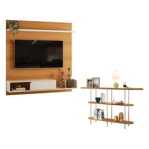 Painel para Tv Suspenso Evo com Aparador Infinity Cinamomo Off White – Hb Móveis