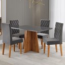 Ver imagem 1 de Mesa de Jantar 4 Lugares Antonella com Vidro Mel/grafite/veludo Cinza - Viero Móveis