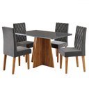 Ver imagem 3 de Mesa de Jantar 4 Lugares Antonella com Vidro Mel/grafite/veludo Cinza - Viero Móveis