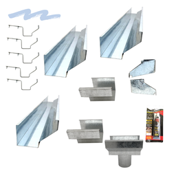 Kit de Calha Telhado Beiral 6m Calha Galvanizada Saída Redonda - Suporte Prolongado Galvocalhas - 1