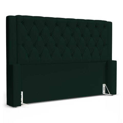 Cabeceira Atena para Cama Box King Size 195cm Capitonê com Frame Veludo Verde Escuro - Desk Design