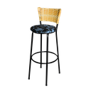 Ver imagem 3 de Jogo 4 Banqueta Alta Para Cozinha Ratan Palha Preta Estofado Floral Floral