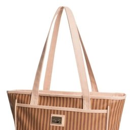 Bolsa Maternidade com Alça Regulável Lollipop G Listrado Marrom - Hug Baby - 2