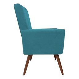Cadeira Poltrona para Sala Nina Confortável e Reforçada Veludo Azul Turquesa - 3