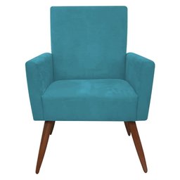 Cadeira Poltrona para Sala Nina Confortável e Reforçada Veludo Azul Turquesa - 2