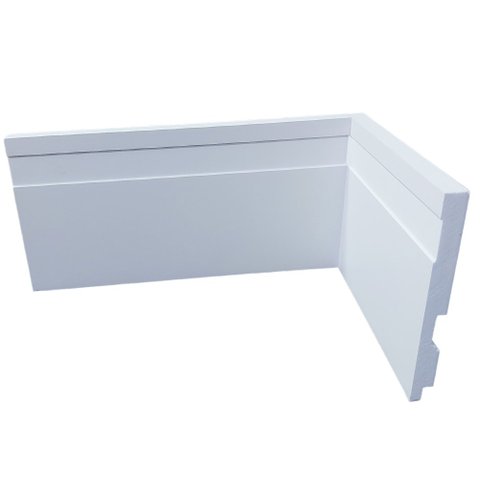 Kit 15 Barras de Rodapé de Poliestireno 10cm Frisado Branco (10x1x240cm)