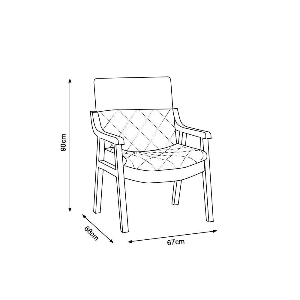 Kit 2 Poltronas Decorativa Zara Prime Veludo Azul Marinho Base em Madeira Maciça - Cor: Azul - 2