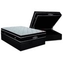 Ver imagem 1 de Cama Box Baú Casal: Colchão Molas Ensacadas Ortobom Elegant + Base Crc Suede Black (138x188)