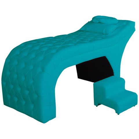 Maca Estofada Capitonê Requinte Suede Azul Turquesa