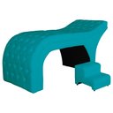 Ver imagem 2 de Maca Estofada Capitonê Requinte Suede Azul Turquesa