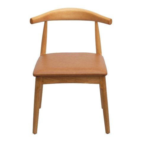 Cadeira Elbow Chair Carina Or Design 47 Cm (larg) Madeira Clara Assento em Pu Caramelo
