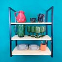 Ver imagem 1 de Prateleira Decorativa de Parede de Ferro e Madeira Industrial Style Slim Natural e Preto