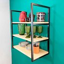 Ver imagem 2 de Prateleira Decorativa de Parede de Ferro e Madeira Industrial Style Slim Natural e Preto