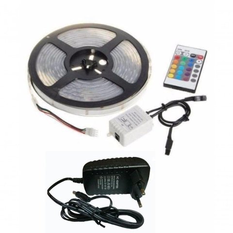Fita Led 5050 Rgb 300 Leds Rolo 5m+ Controle + Fonte