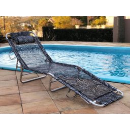 Cadeira Espreguiçadeira Slim Colors Alumínio Ajustável - Zaka - Preto - 2