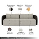 Ver imagem 3 de Sofá Living Sala de Estar Abel 240cm Bipartido Pés de Madeira Pu/linho Preto/cinza G33 - Gran Belo