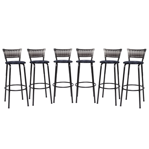 Kit 6 Banquetas Alta para Cozinha Junco Degradê Bancada Bistrô Balcão Ilhas Área Gourmet Piscina