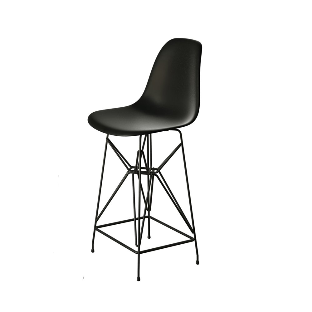 Jogo Mesa Bistrô Eames Preta 60cm 2 Banquetas Preta Base Ferro Preto - 2