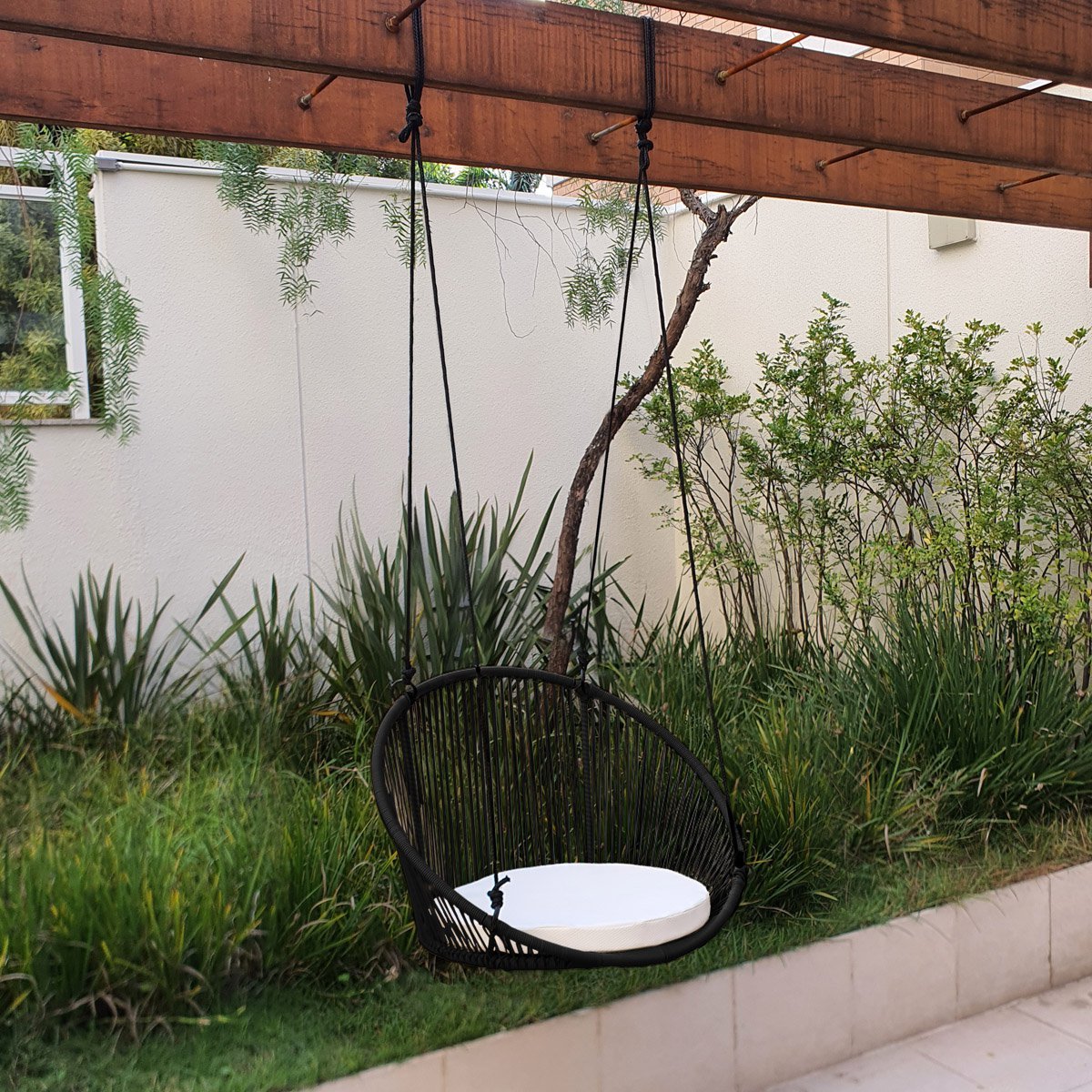 Cadeira Poltrona Balanço Suspensa Cancun Preto, P/ Área Externa Preto ...