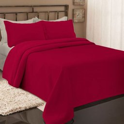 Colcha Piquet Queen 260x250 - 2 Porta Travesseiro Vermelho - 1