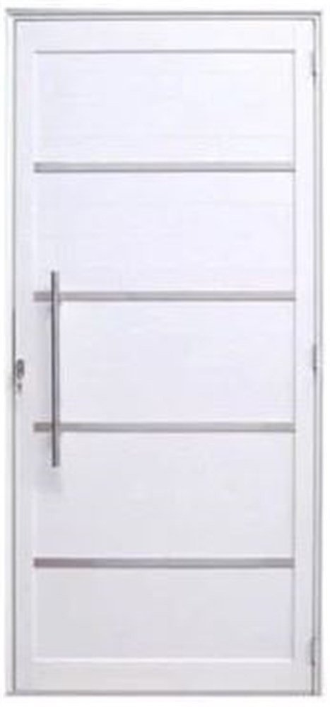 Porta Lambril 2,10 X 0,70 C/ Friso C/ Pux Esquerda Alumínio Branco