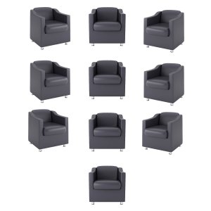 Kit 10 Poltronas para Recepção Clínica Médica Balaqui Decor Cor:courino Cinza
