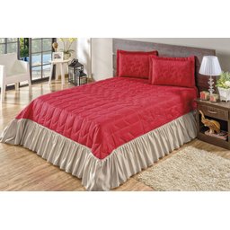 Kit Cobre Leito Garden Casal Queen 03 Peças Vermelho - 1 Kit Cobre Leito Garden Casal Queen 03 Peças Vermelho - 1