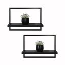Ver imagem 1 de Kit 2 Prateleira Quadro Retangular Horizontal 40x28 com Base Preto