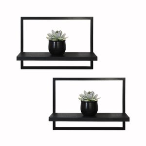 Kit 2 Prateleira Quadro Retangular Horizontal 40x28 com Base Preto