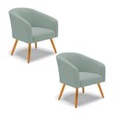 Ver imagem 1 de Poltrona Decorativa Pé Palito Castanho Kit 2 Stella Cotelê Ext/veludo Menta D03 - D’Rossi