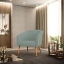 Ver imagem 2 de Poltrona Decorativa Pé Palito Castanho Kit 2 Stella Cotelê Ext/veludo Menta D03 - D’Rossi