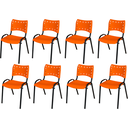 Ver imagem 2 de Kit 8 Cadeiras Iso Fixa Empilhável Escola Igreja Salão:laranja