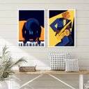 Ver imagem 1 de Kit 2 Quadros Decorativos Musicos Saxofone e piano 45x34cm - com Vidro:madeira Branca