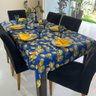 Toalha de Mesa Retangular em Jacquard Limão Siciliano Fundo Azul Royal - 2,20m x 1,40m Sua Casa Deco - 4