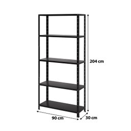 Estante / Armario de Aço 90cm 5 Bandejas Suporta 100kg:preta - 9