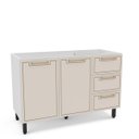 Ver imagem 2 de Balcão de Cozinha Amara 120x81cm com 3 Gavetas e 2 Portas Branco/Creme 250021