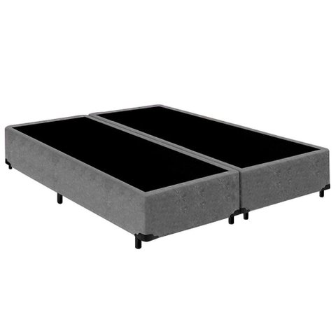 Cama Box Casal Bipartido Suede Mega Cama Cinza 138x188x42cm